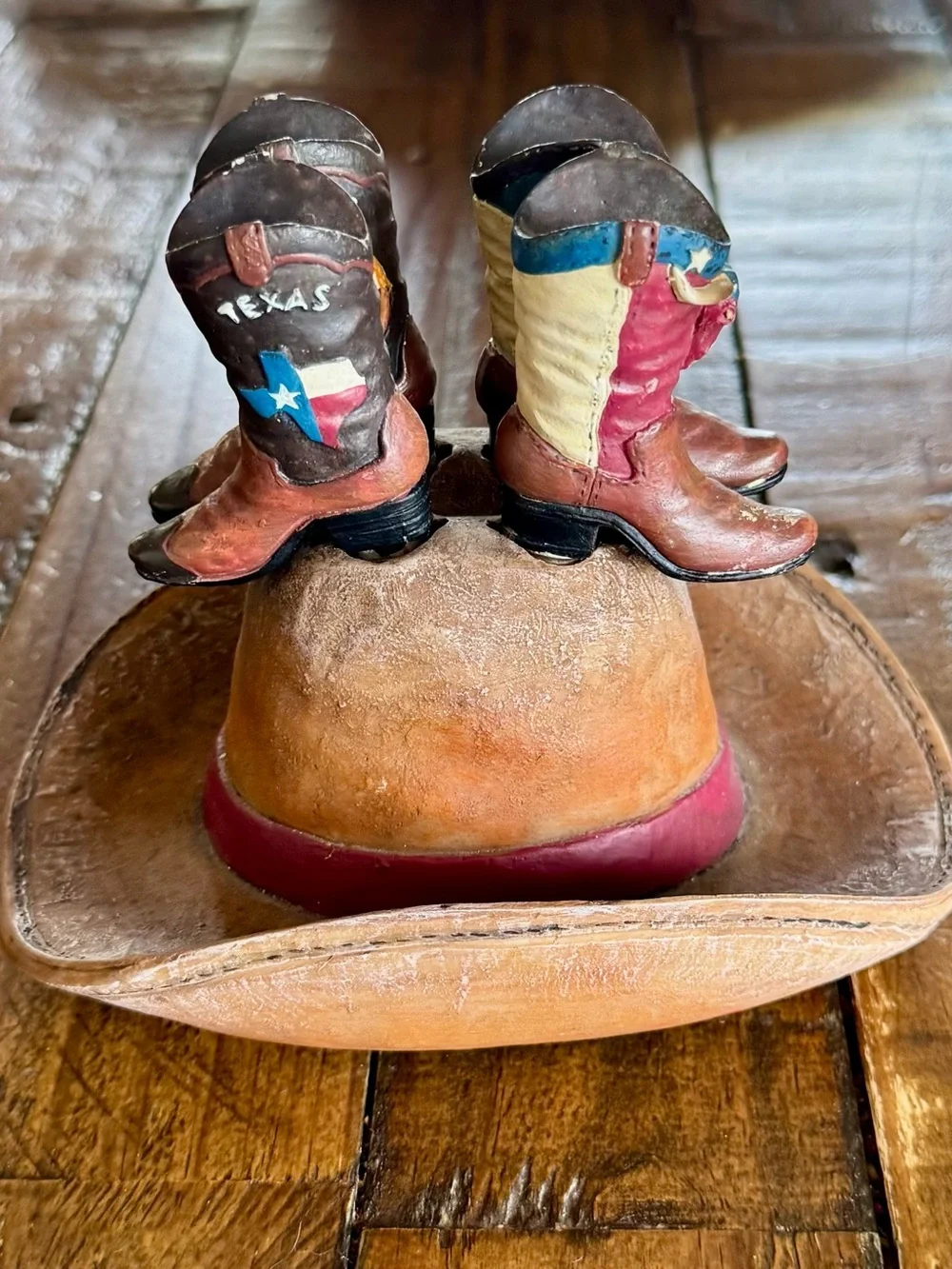 Texas Cowboy Boot Cheese Spreader Set w/ Cowboy Hat Holder Western Decor
